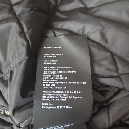 PRADA Black Quilted Zip Detail Nylon Padded Coat Size 36