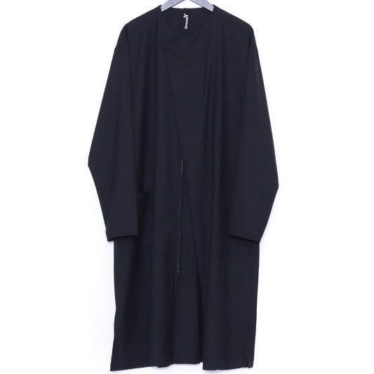 GROUND Y Front Tuck Collarless Tailored Coat Black Size 3