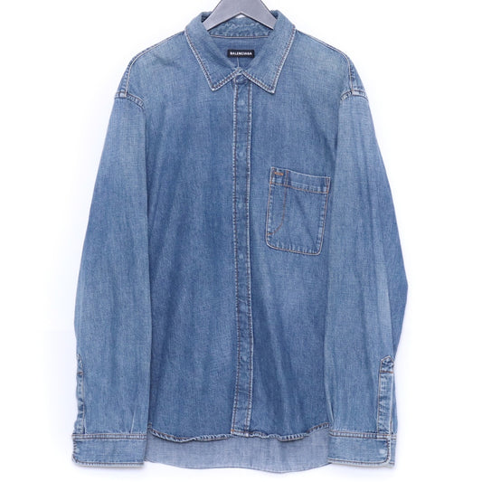 BALENCIAGA 19AW Back Logo Denim Jacket Indigo Size 39