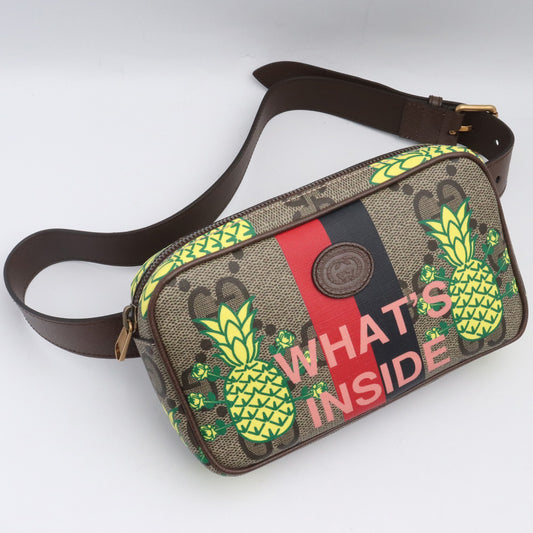 GUCCI ARIA 100th Pineapple GG Supreme Belt Bag Brown Size 95