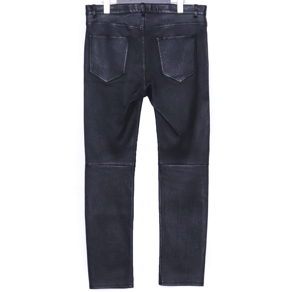 SAINT LAURENT Lamb Leather Skinny Pants Black Size 46