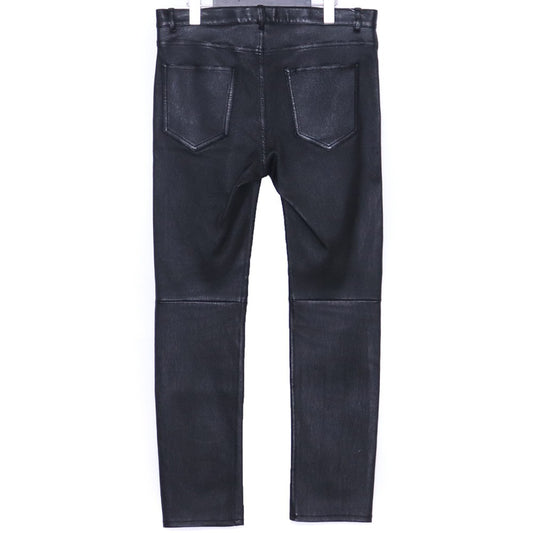 SAINT LAURENT Lamb Leather Skinny Pants Black Size 46