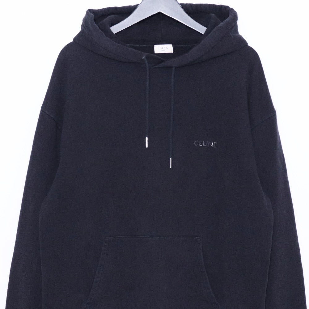 CELINE Stud Logo Pullover Hoodie Black Size XXL