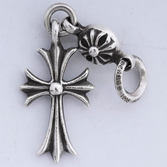 CHROME HEARTS 1 Ball Tiny CH Cross Charm Silver Size F