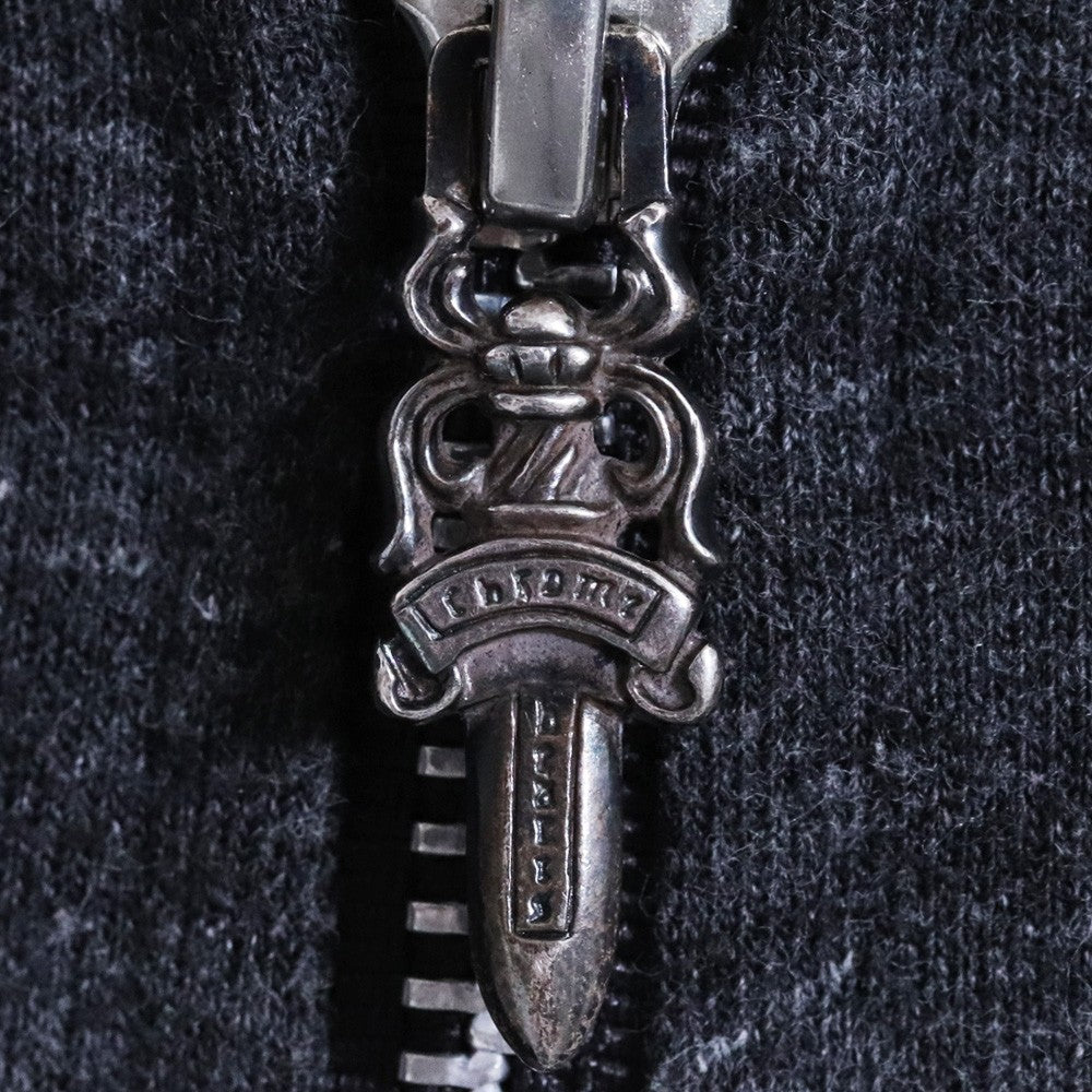 CHROME HEARTS Old Cemetery Cross Dagger Hoodie Gray Size S