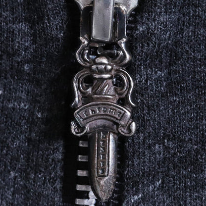 CHROME HEARTS Old Cemetery Cross Dagger Hoodie Gray Size S