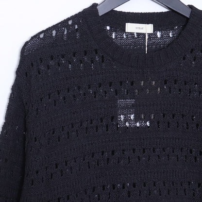 STEAF 26SS Hod Carrier Mesh Crewneck Sweater Black Size L