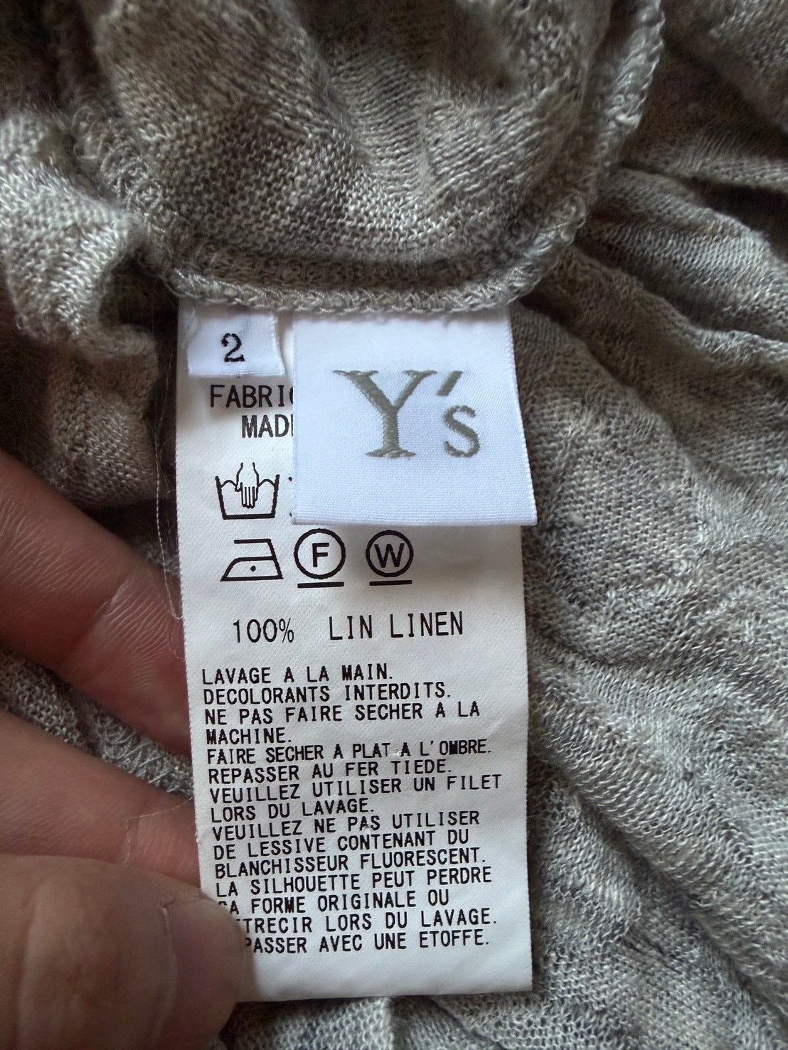 Y's SS17 Linen Asymmetric Drape Cardigan Gray Size 2