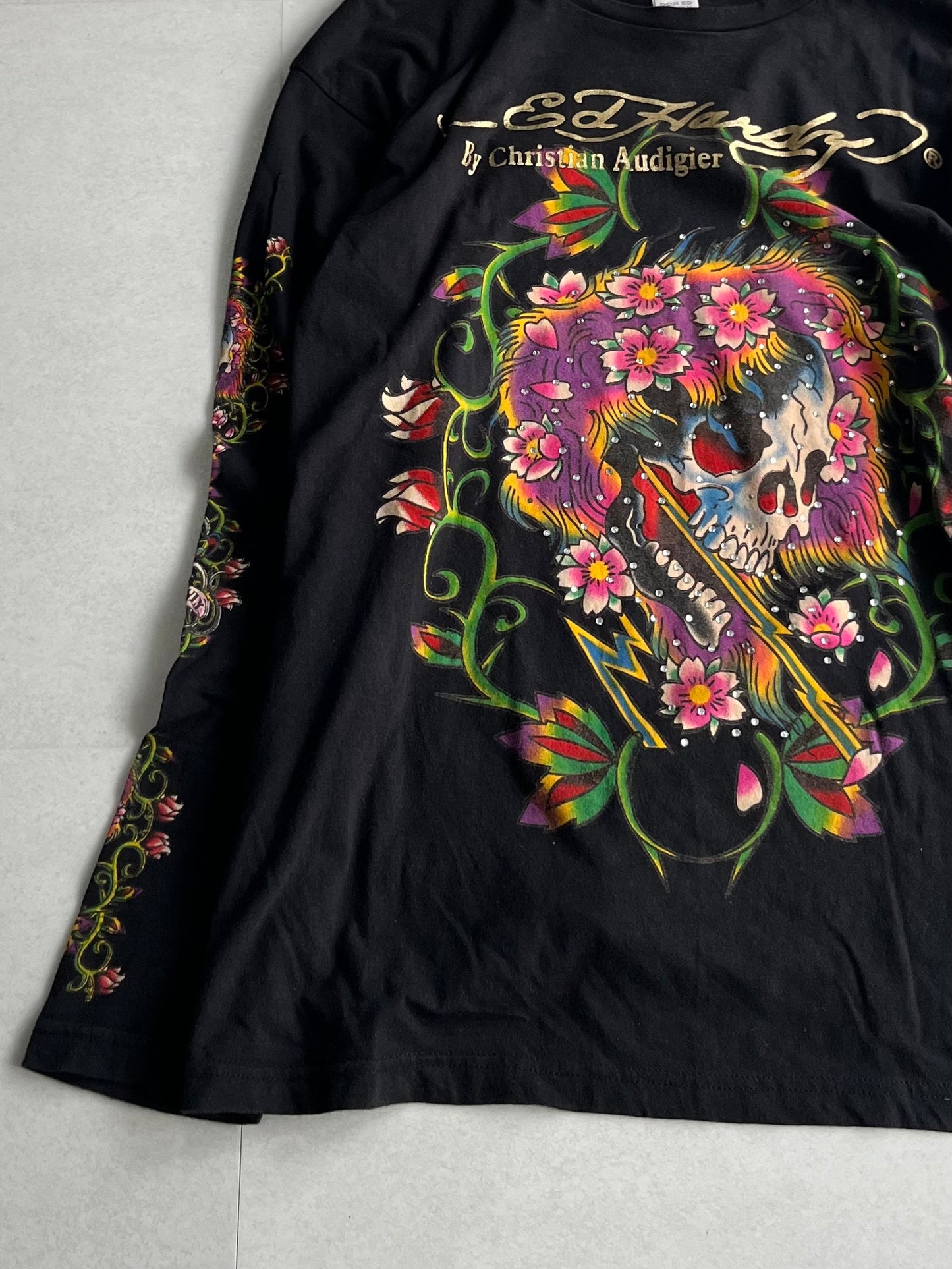Ed Hardy Skull Black Long Sleeve Tee Size M