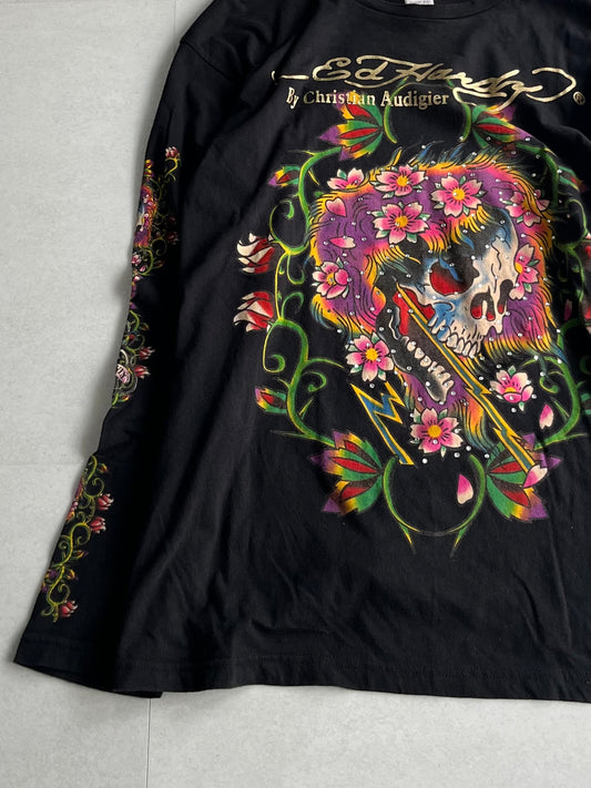 Ed Hardy Skull Black Long Sleeve Tee Size M