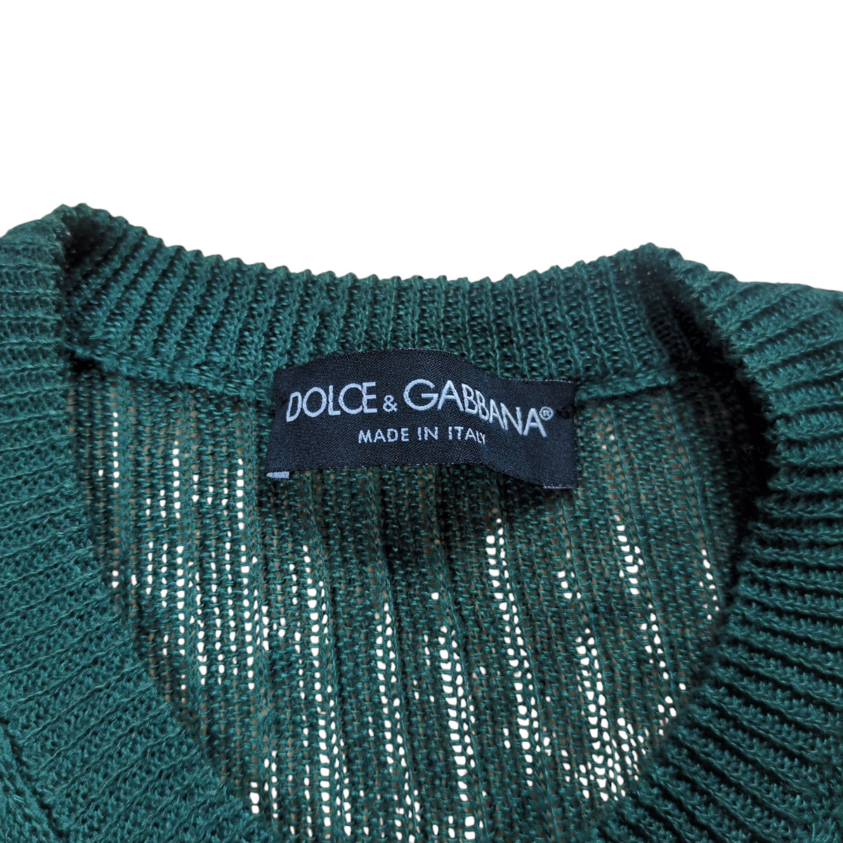 DOLCE&GABBANA Green Button Down Linen Cardigan Size 44