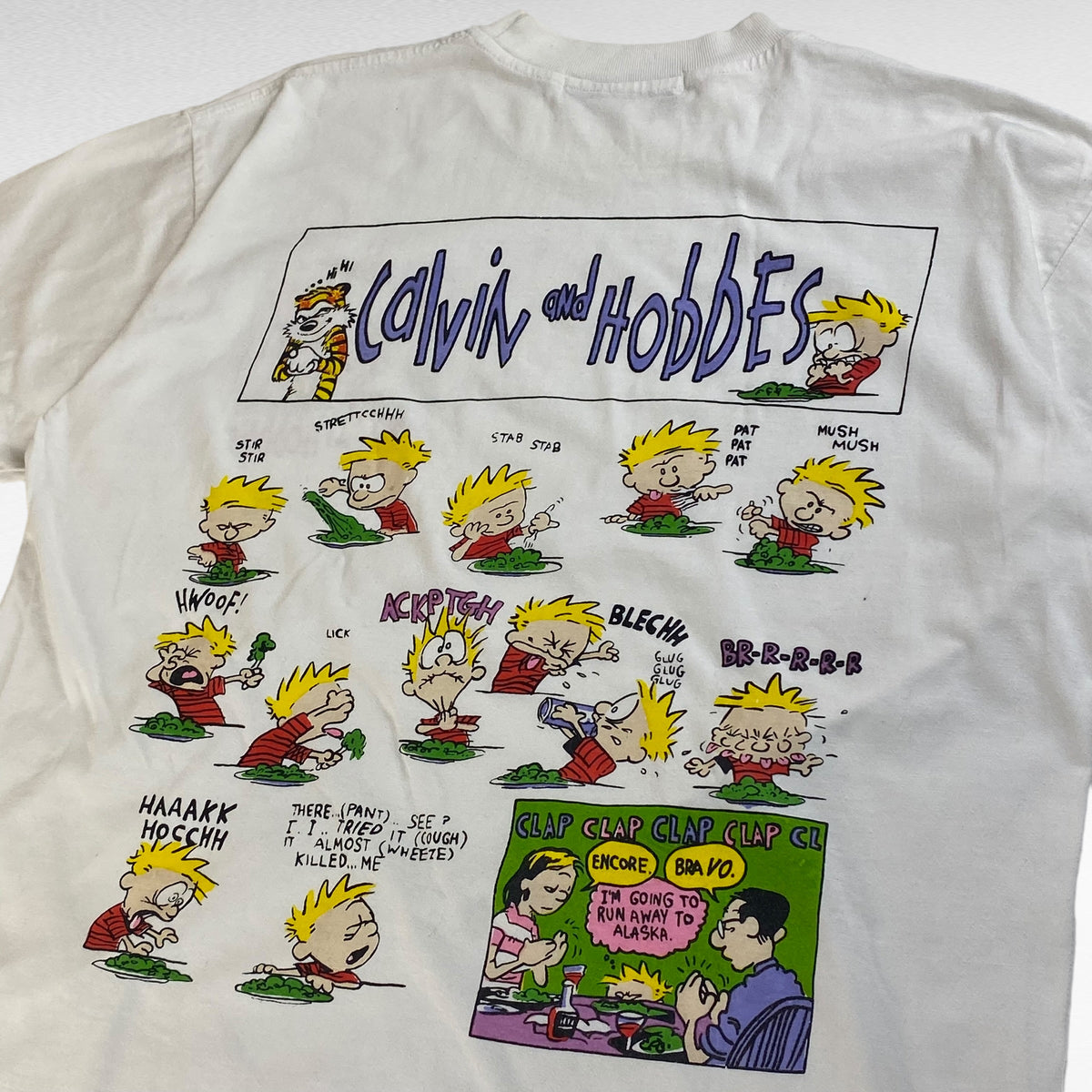 SHARK ATTACK 90s Calvin & Hobbes Cartoon T-Shirt Size L