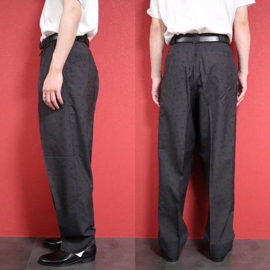 Vintage Versace Numeric Pattern Tuck Wide Slacks Size 46