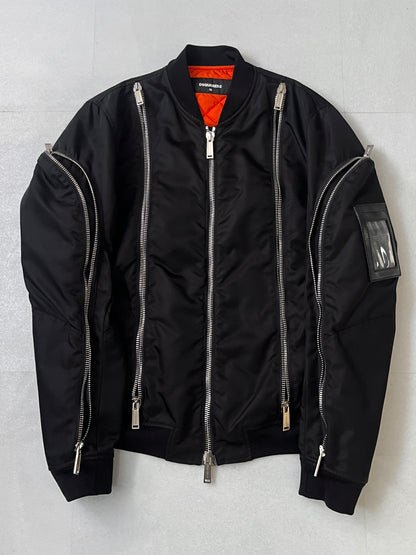 Dsquared2 Black Nylon Gimmick Zip Jacket Size 50