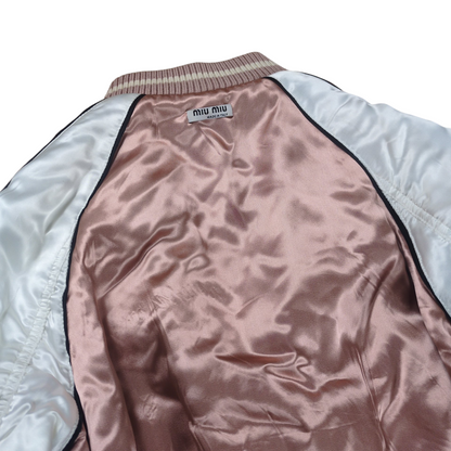 Miu Miu MIU Logo Reversible Rayon Souvenir Jacket Size 36