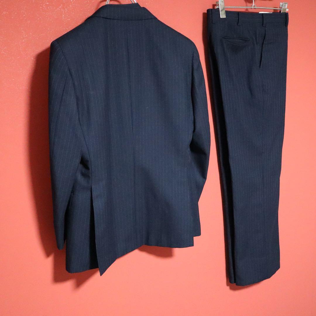 Burberrys 90s Vintage Tasmania Wool Pinstripe Suit Blue Blazer