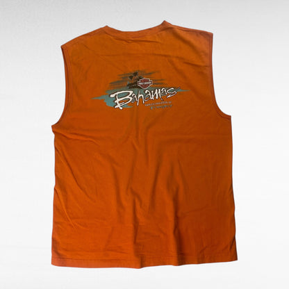 Harley Davidson 00s Sleeveless T-Shirt Orange Size L
