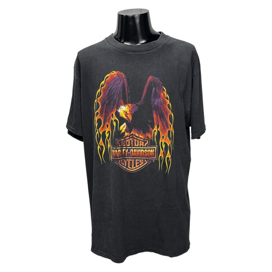HARLEY-DAVIDSON 90s Eagle & Flame Sided T-Shirt Size XL