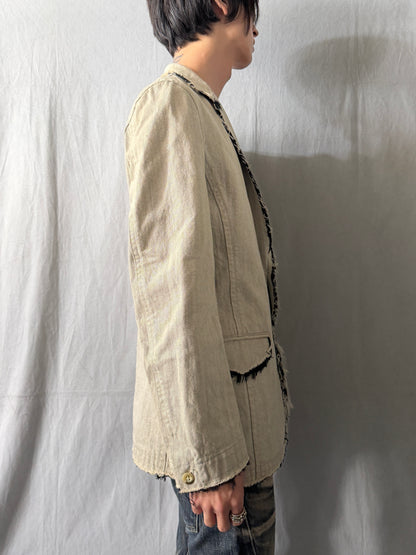 TORNADO MART Raw Edge Distressed Jacket Size L