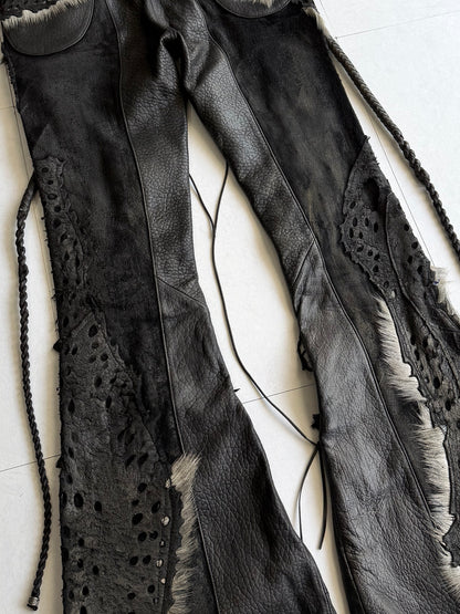 1vfudie S12 Distressed Leather Pants