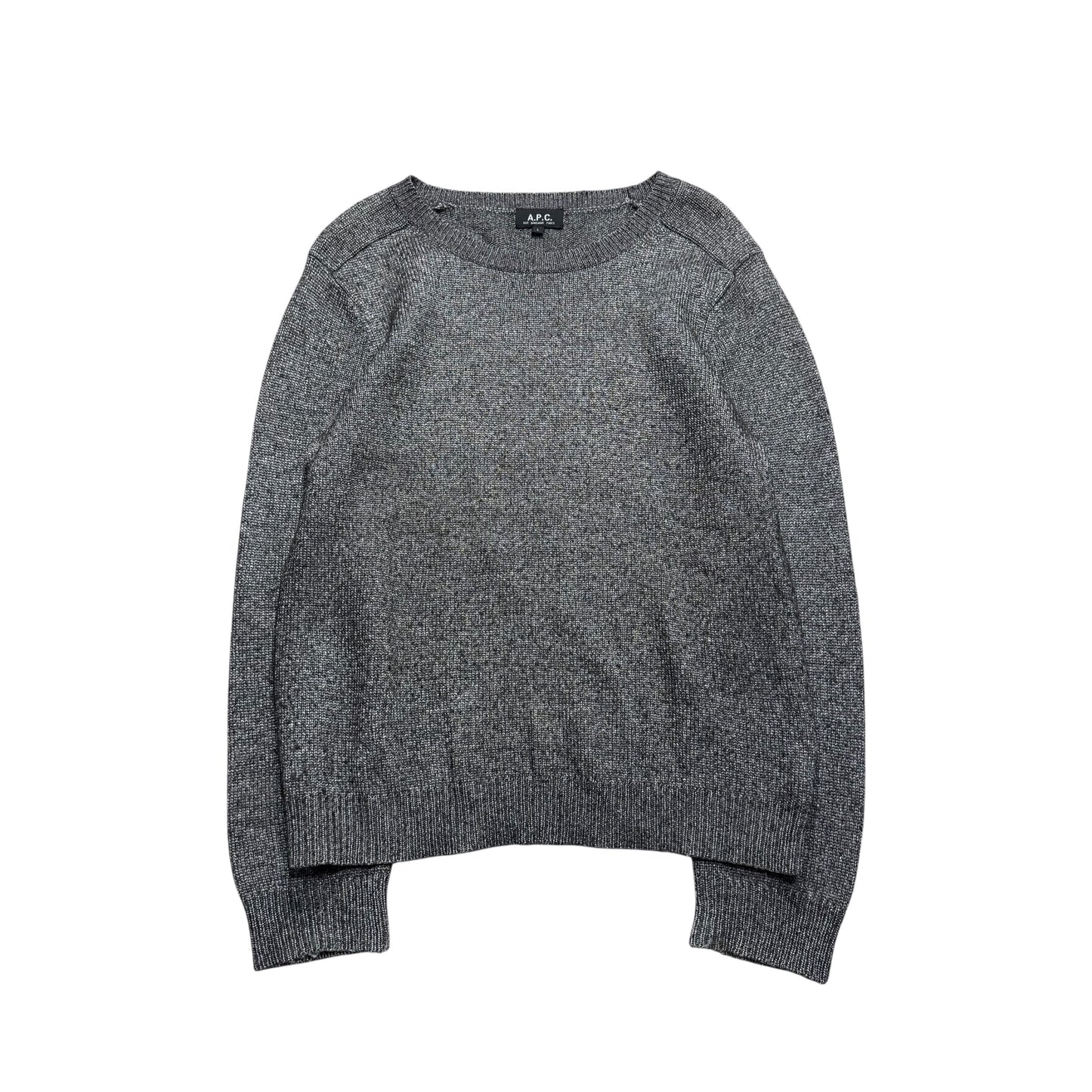 A.P.C. Gray Lamé Knit Shirt Size S