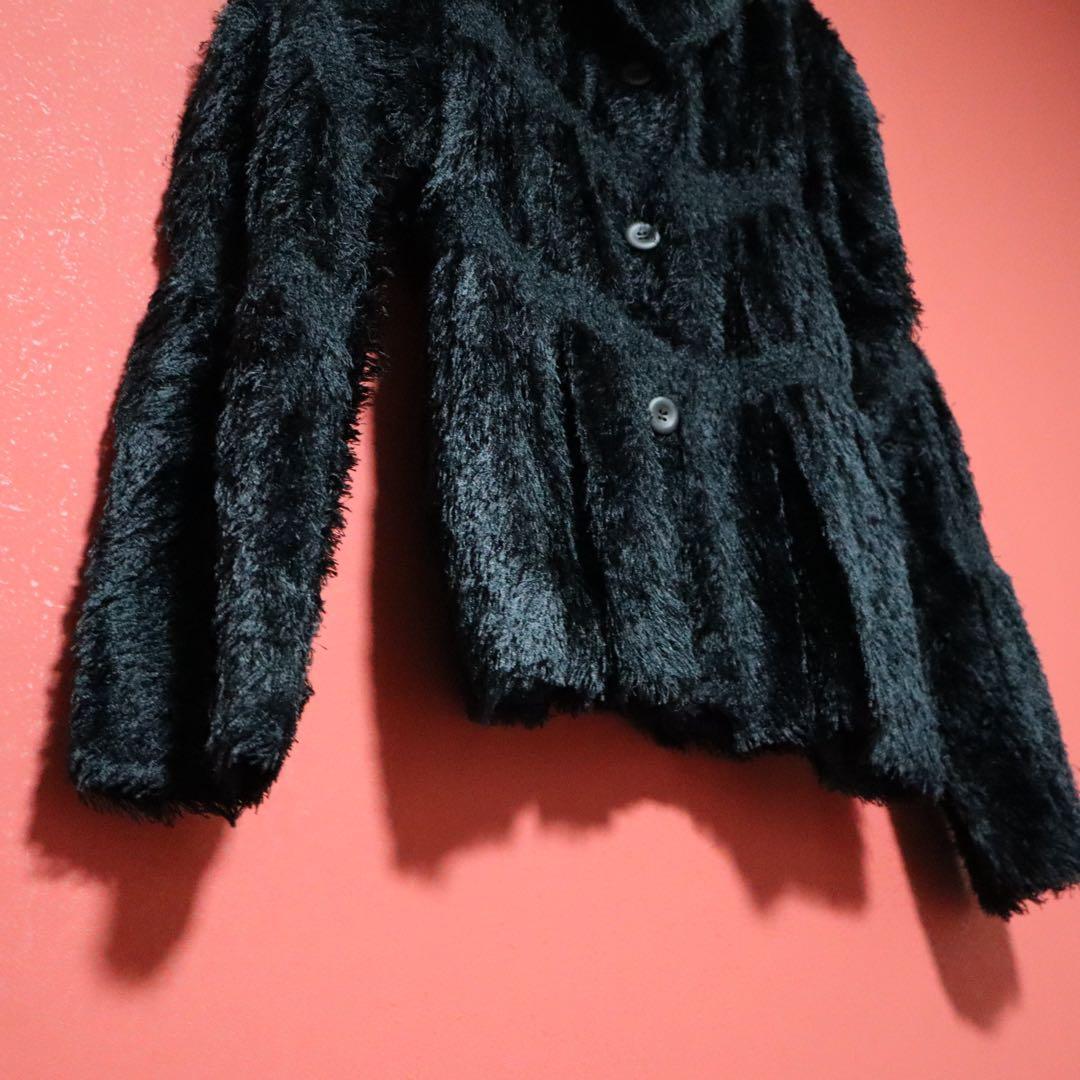 ISSEY MIYAKE 02SS Shaggy Fringe Pleated Jacket Black Size 2