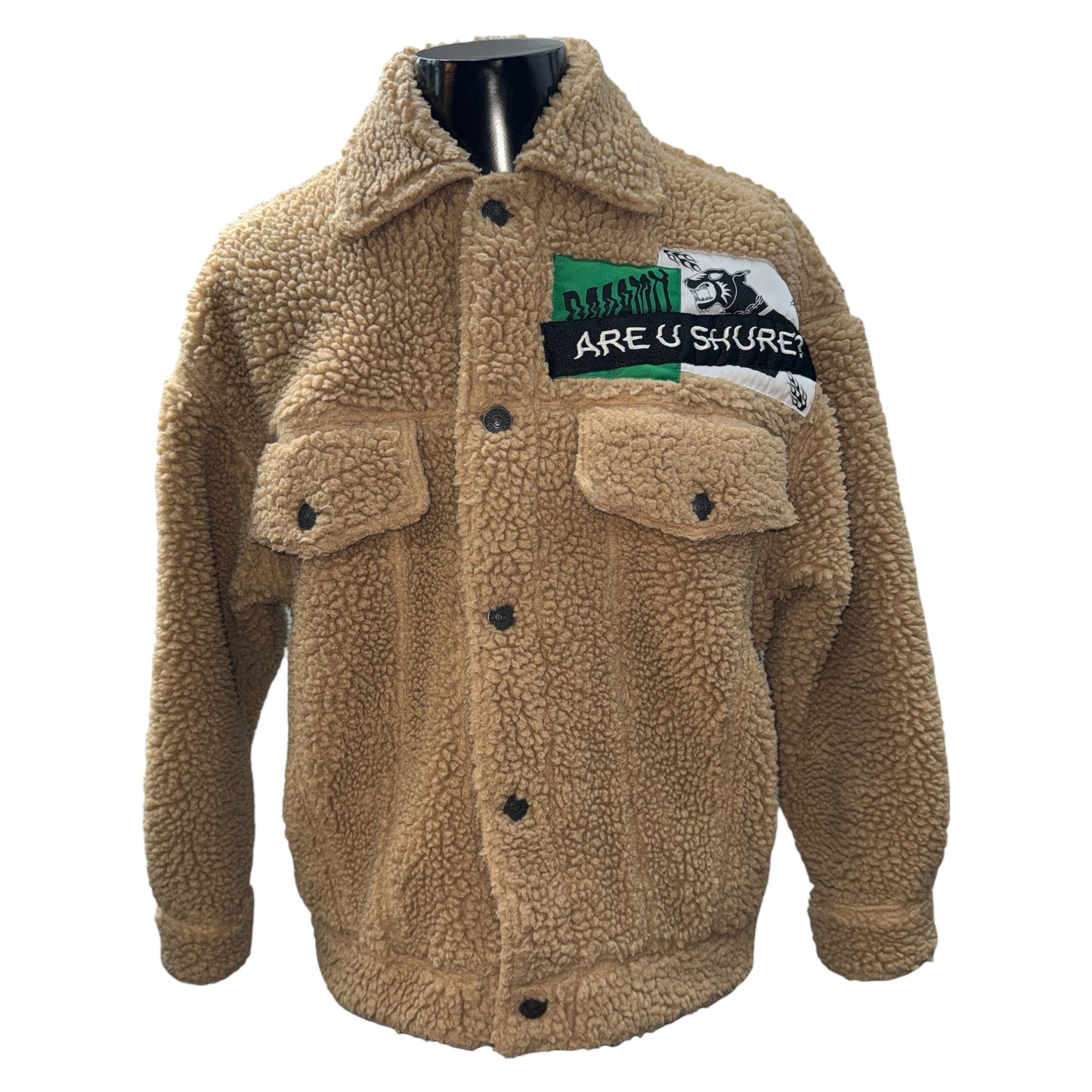 DIESEL Patchwork Boa Fleece Jacket Check Lining Size XS