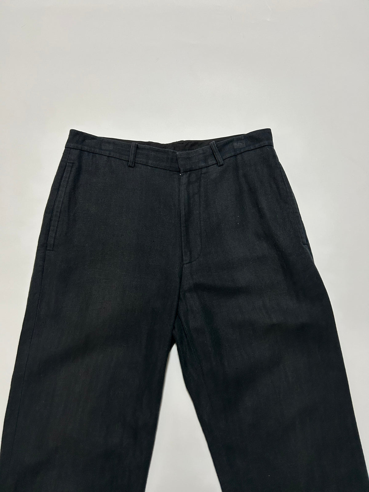 DKNY TROUSERS 2000s Black Linen Cotton