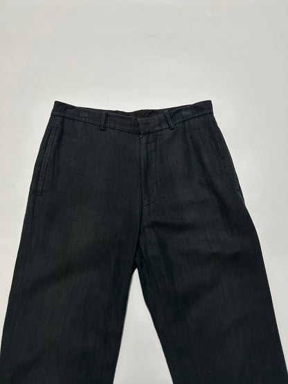 DKNY TROUSERS 2000s Black Linen Cotton