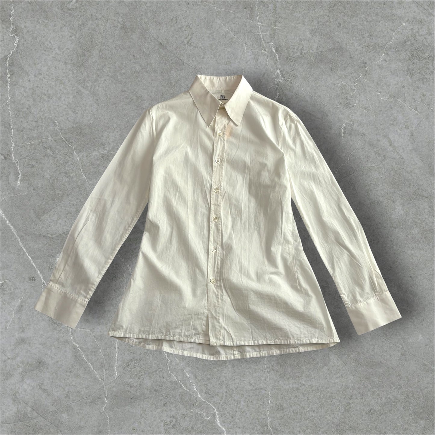 Y's 80s-90s White Cotton Flare Design Shirt Size 3