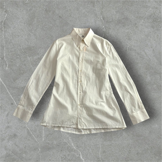 Y's 80s-90s White Cotton Flare Design Shirt Size 3