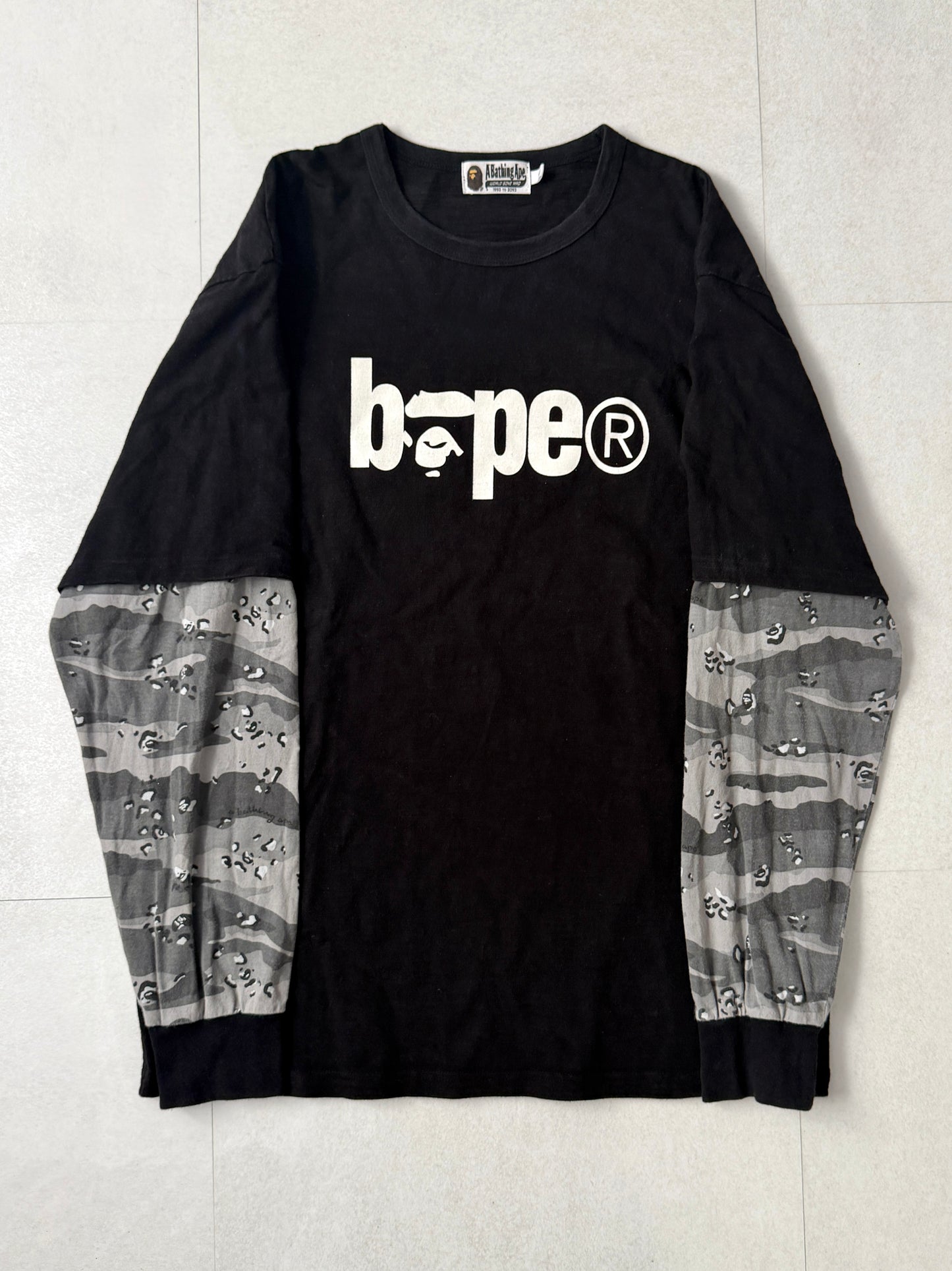 Bape Multi Camo Layered Long Sleeve Shirt Size XL