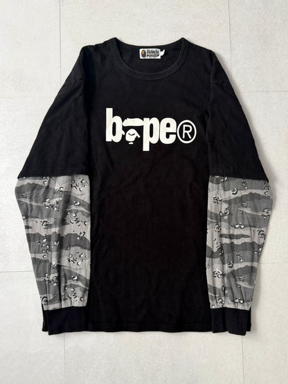 Bape Multi Camo Layered Long Sleeve Shirt Size XL