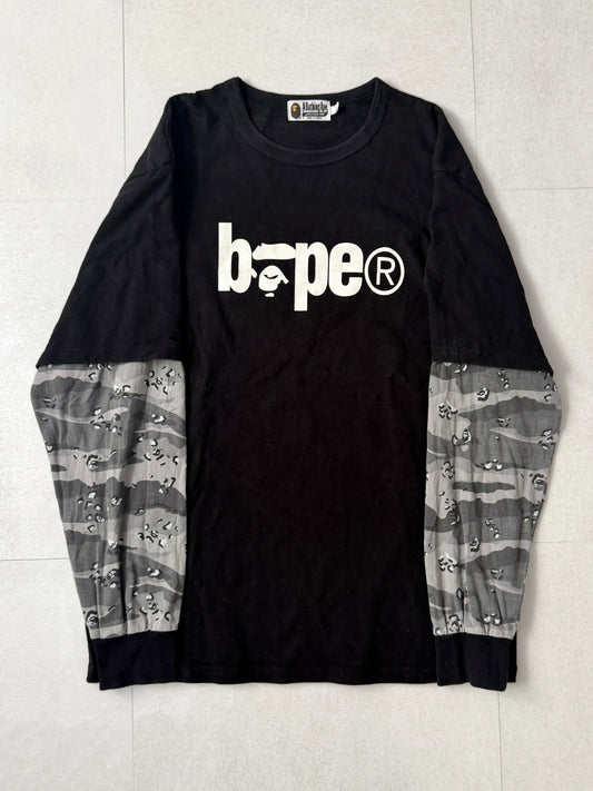 Bape Multi Camo Layered Long Sleeve Shirt Size XL