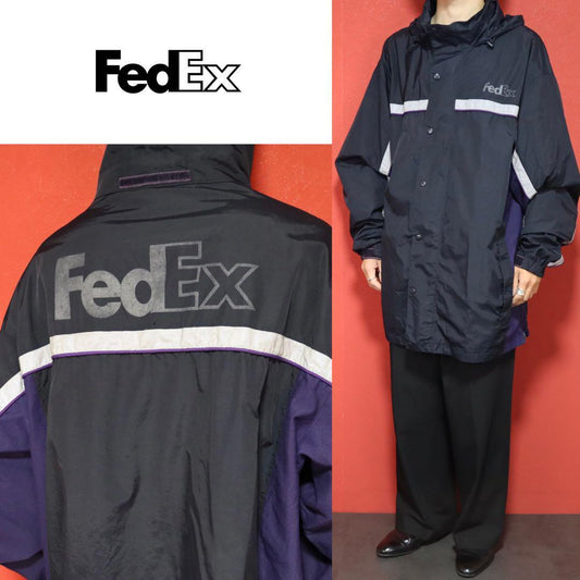 Vintage FedEx Reflector Logo Oversized Black Nylon Size FREE