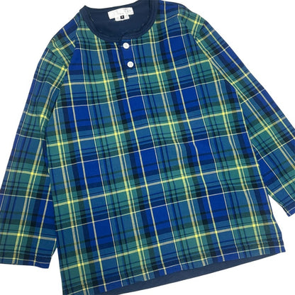 GANRYU 15SS Check Cotton Henley T-Shirt Size M