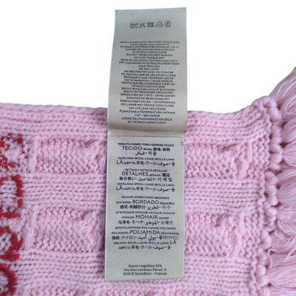 GUCCI x adidas Sherry Line Cable Knit Fringe Scarf Pink