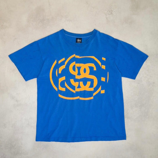 STUSSY tee CHANEL LOGO 90s Blue Cotton T-Shirt Size M
