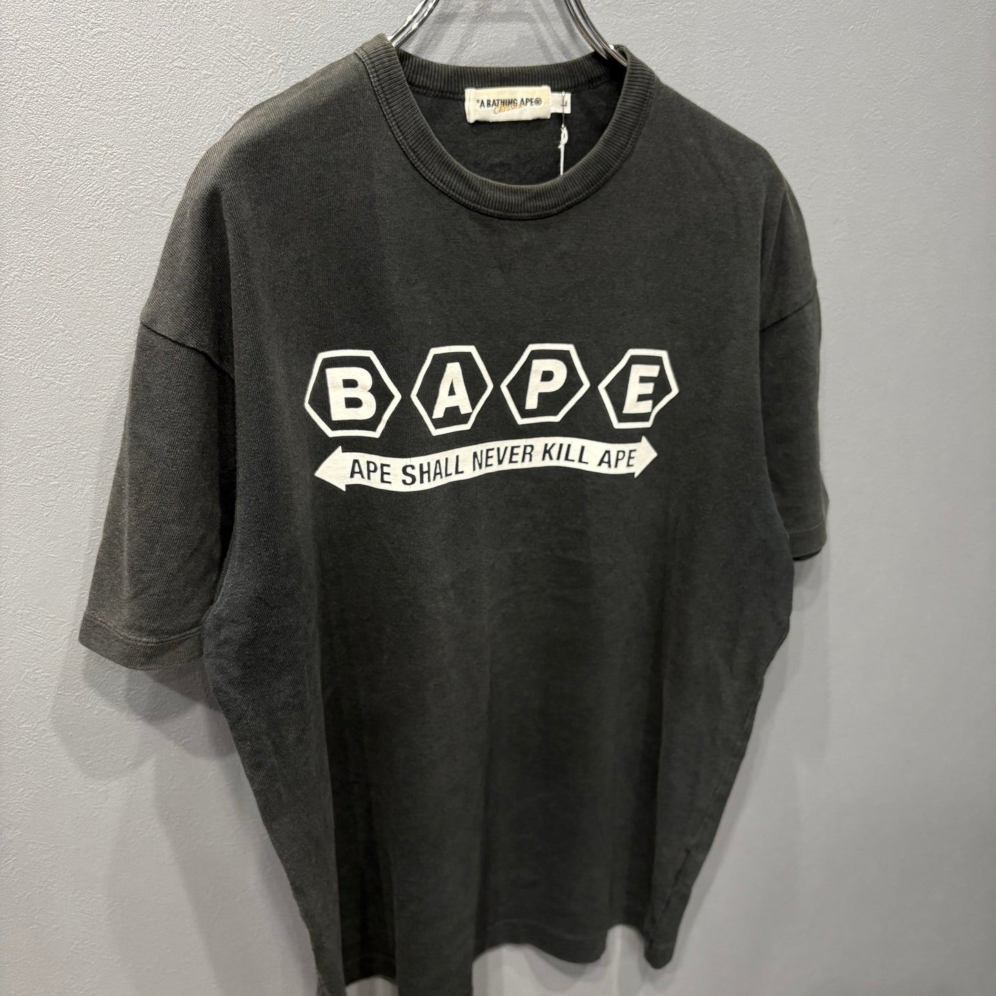 A BATHING APE Cotton Printed T-Shirt Black Size L
