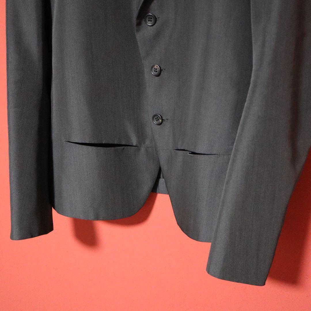 Y's Grey Deconstructed Slit Pocket Tailored Jacket Size 3