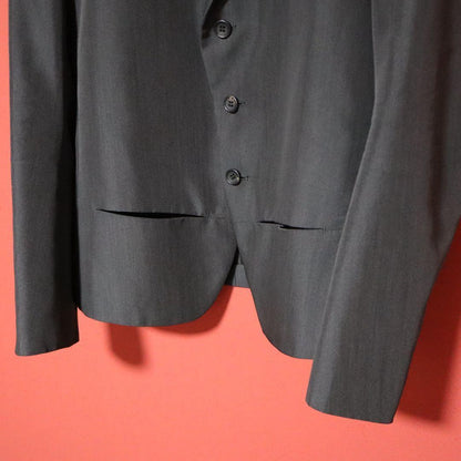 Y's Grey Deconstructed Slit Pocket Tailored Jacket Size 3