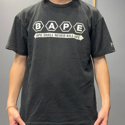 A BATHING APE Cotton Printed T-Shirt Black Size L