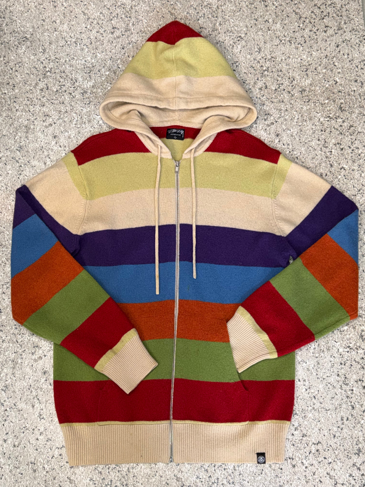 Stussy Knit Multi-Stripe Zip-Up Hoodie Size L