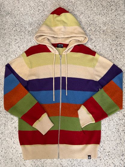 Stussy Knit Multi-Stripe Zip-Up Hoodie Size L