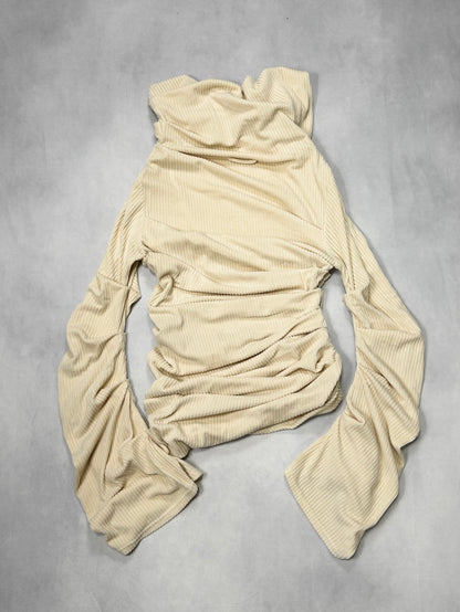 Jean Paul GAULTIER FEMME 1990s High Neck Knit Beige Size XS
