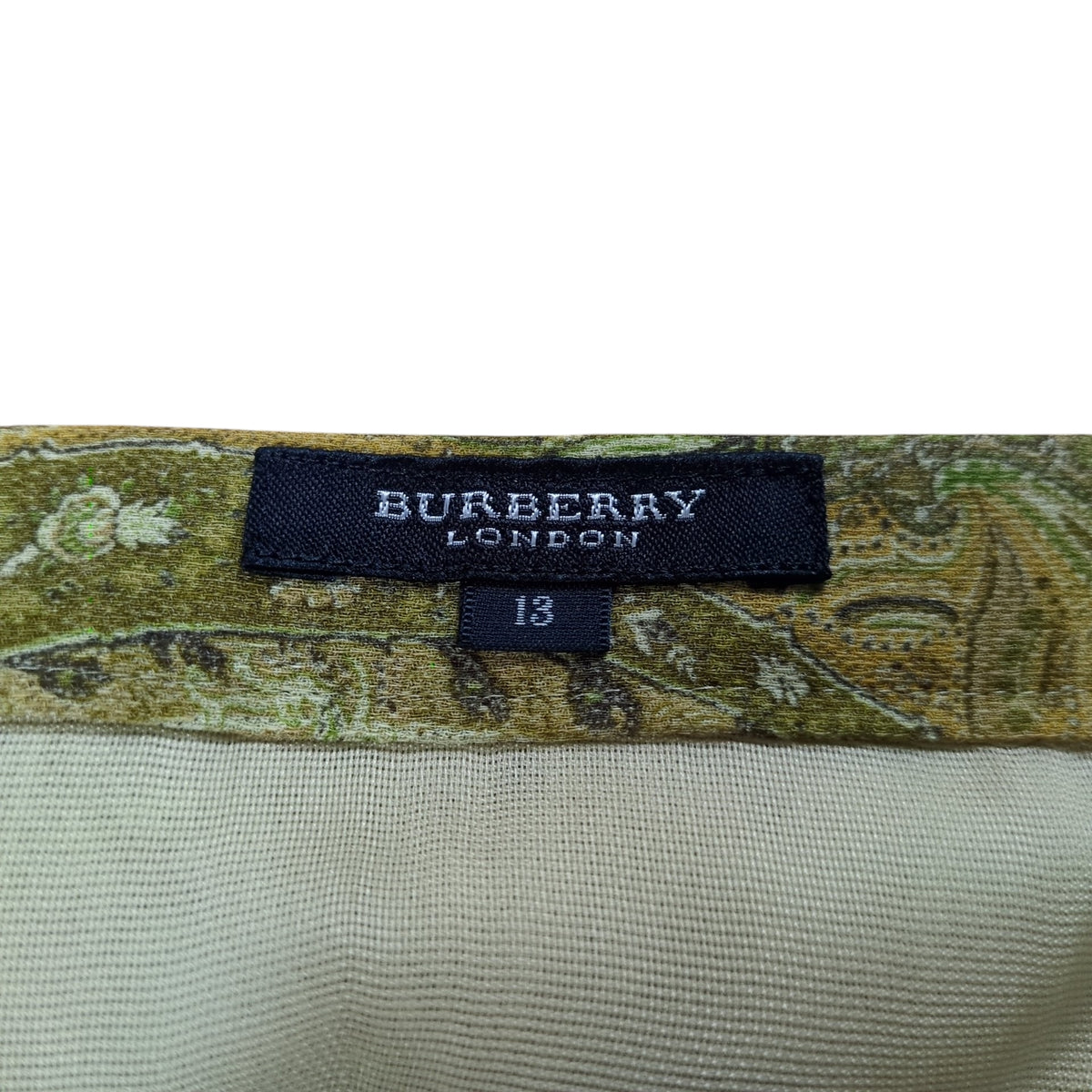 BURBERRY LONDON Paisley Linen Blend S/S Shirt Green Size 13