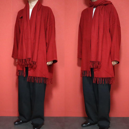 Salvatore Ferragamo Red Cashmere Poncho Cardigan Size FREE