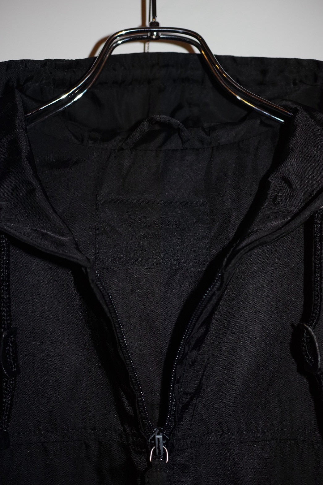 Vintage 90s PRADA Uomo HOODED NYLON HALF COAT Size S