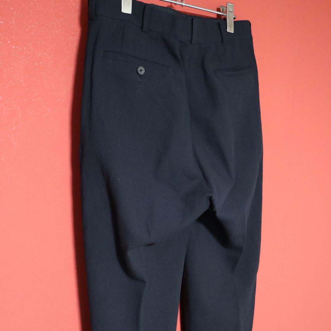 Issey Miyake Two-Pleat Wool Wide Slacks Blue Size 77