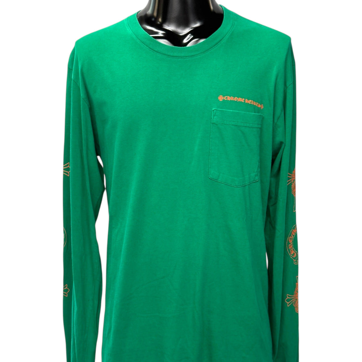 CHROME HEARTS Horseshoe Logo Long Sleeve T-Shirt Green USA Size L